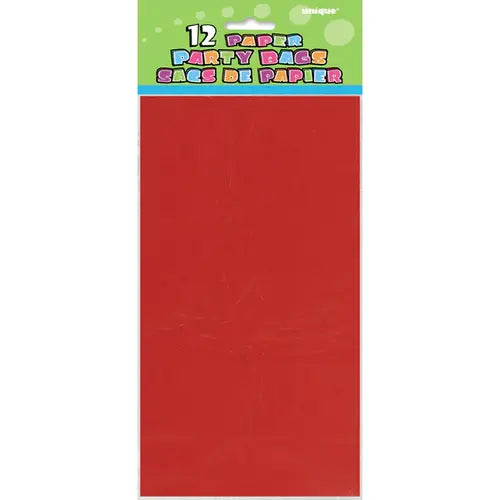 PAPER BAGS -  RED 5"X10" - 12 PACK
