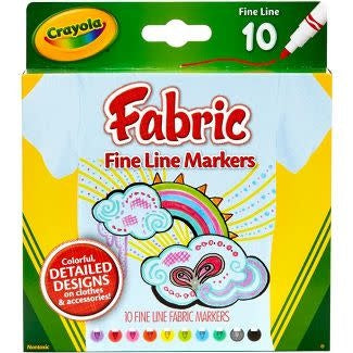 CRAYOLA FINE LINE FABRIC MARKERS - 10 PACK - Creative Kids