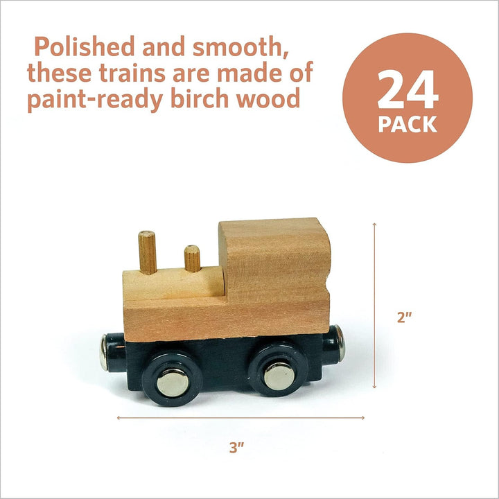 WOOD MAGNETIC TRAIN SET - 24 PACK