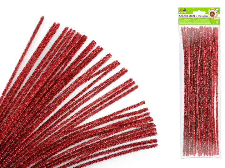 PIPE CLEANERS: 6MM X 12" - SPARKLE RED 35 PACK