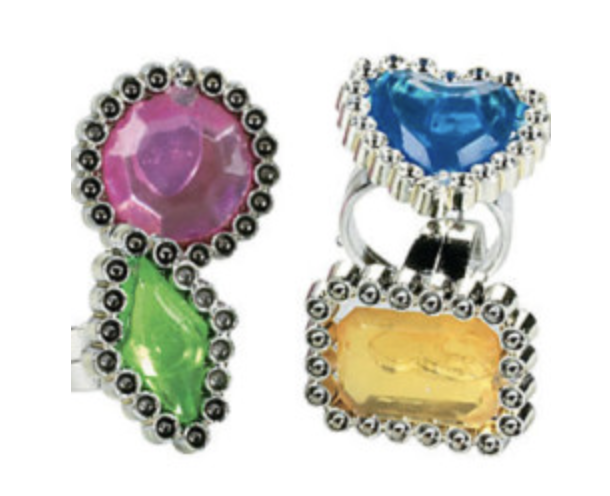 COLORFUL RHINESTONE RING 72 PACK