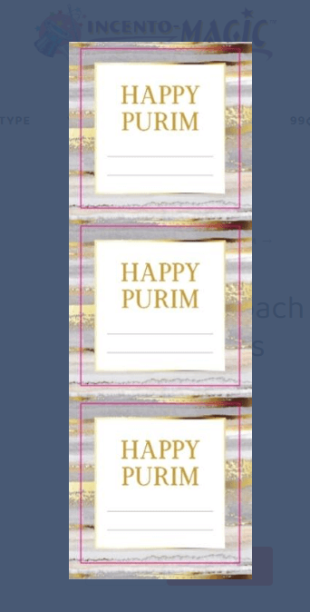 PURIM LABEL GOLD MARBLE BORDER 18PC