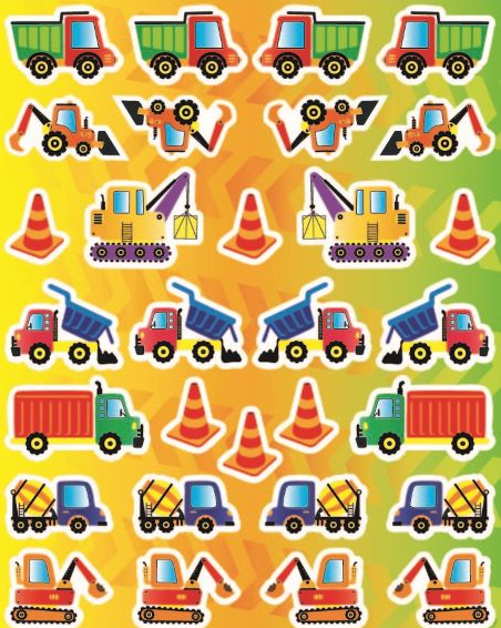 STICKER: DIE CUT CONSTRUCTION THEMED 6 SHEETS