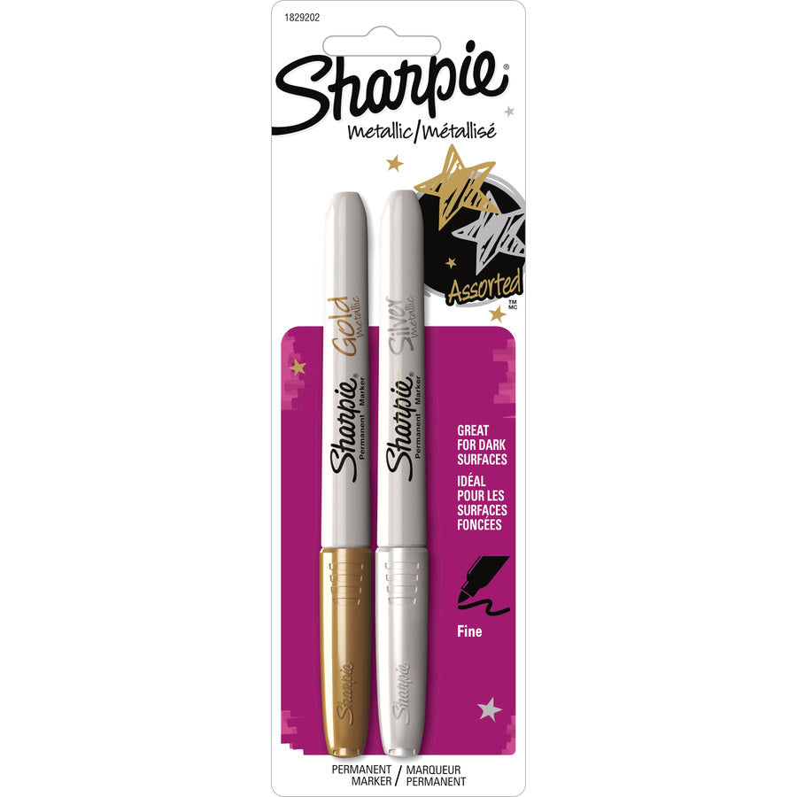 SHARPIE MARKER FINE POINT GOLD &amp; SILVER METALLIC - 2 PACK
