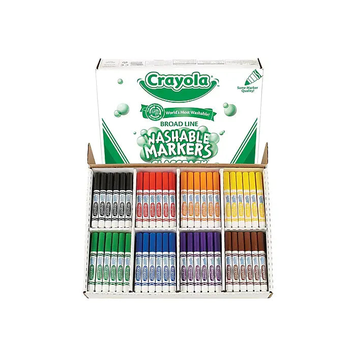 CRAYOLA CLASSPACK: WASHABLE BROAD LINE MARKERS 200 PACK 8 COLORS - Creative Kids