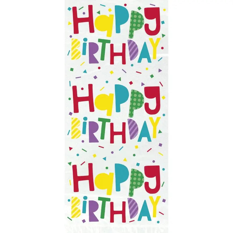 CELLOPHANE PARTY BAGS: HAPPY BIRTHDAY WITH TWIST TIES 11"X5" - 20 PACK