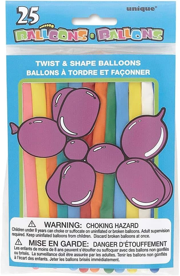 TWIST AND SHAPE ANIMAL BALLOONS - 25 PACK