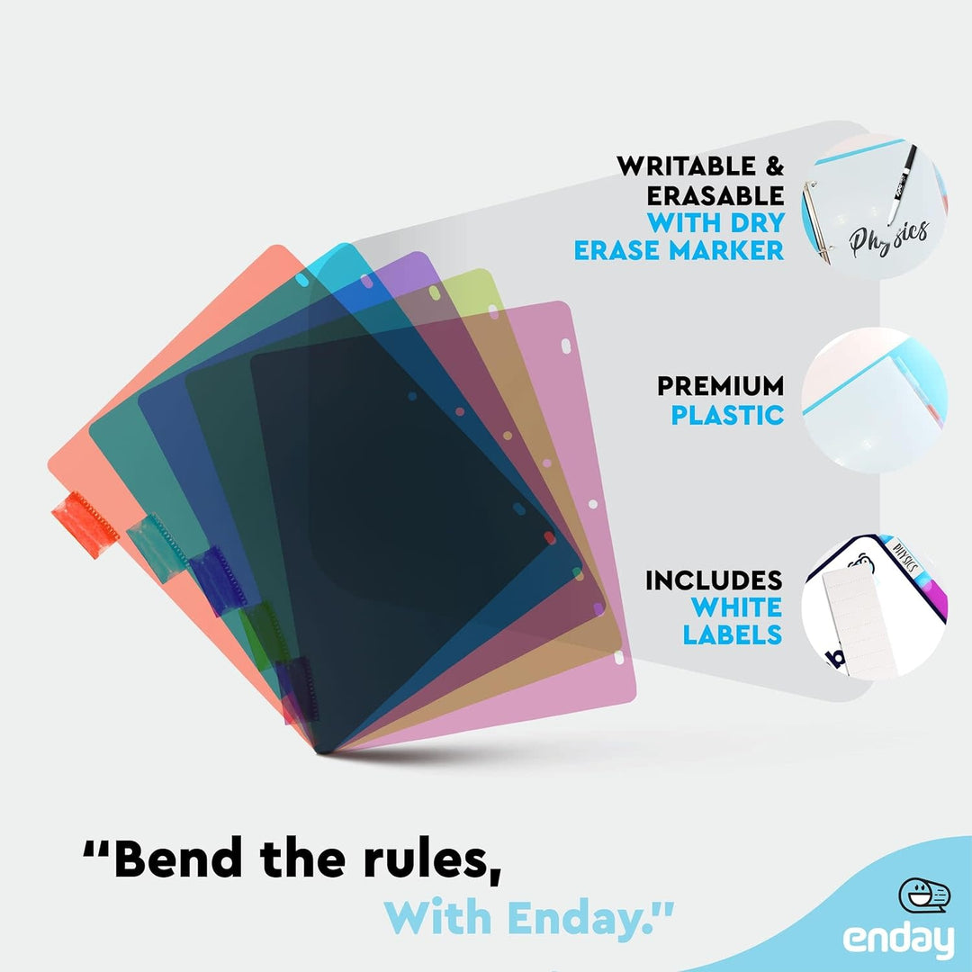 3 RING BINDER DIVIDERS  WITH 5 COLORFUL TABS