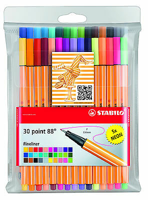 STABILO POINT 88 WALLET FINELINER ASSORTED MARKER  30 PACK