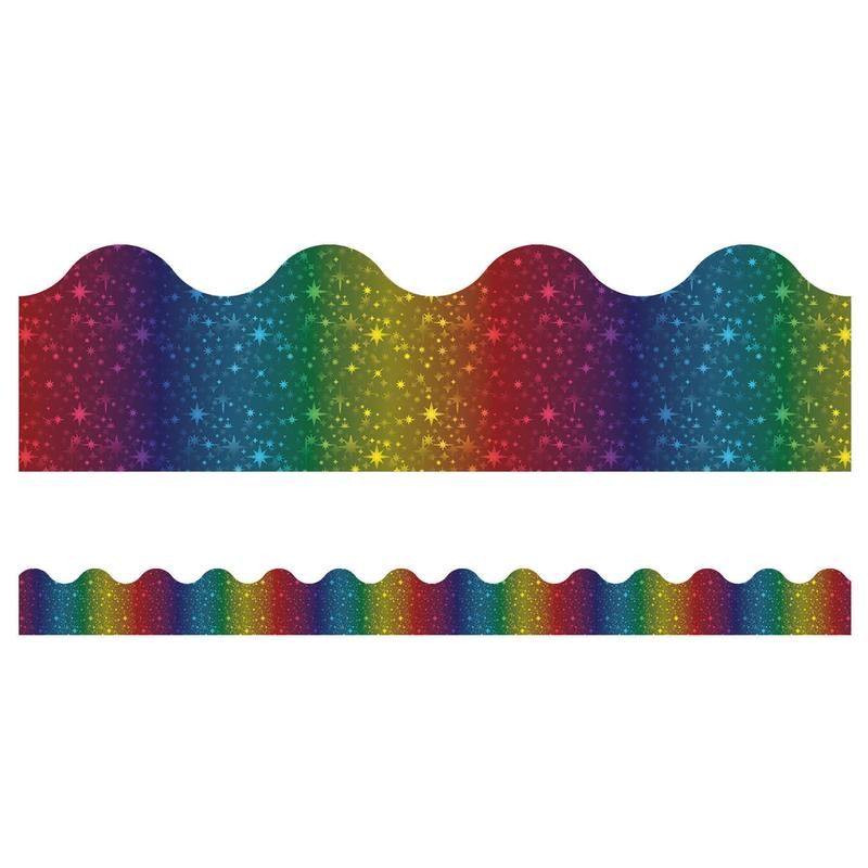 SCALLOPED  BORDERS RAINBOW FOIL -  2.25"x39&