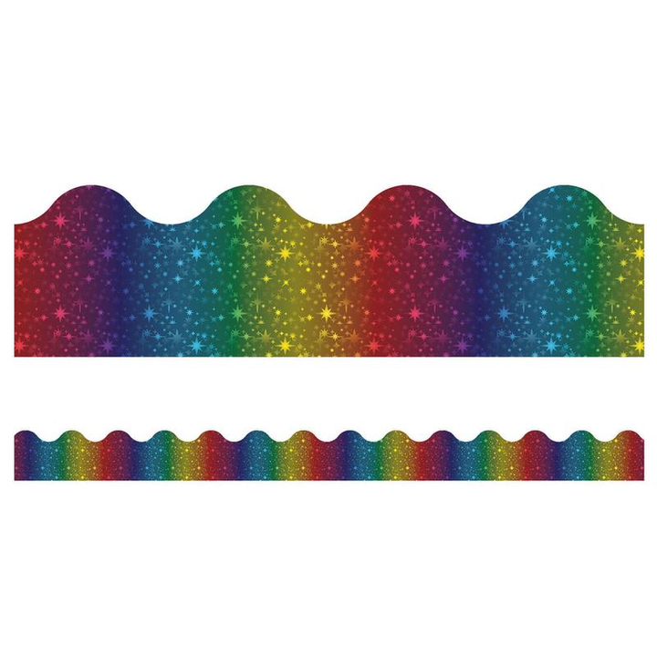 SCALLOPED  BORDERS RAINBOW FOIL -  2.25"x39&