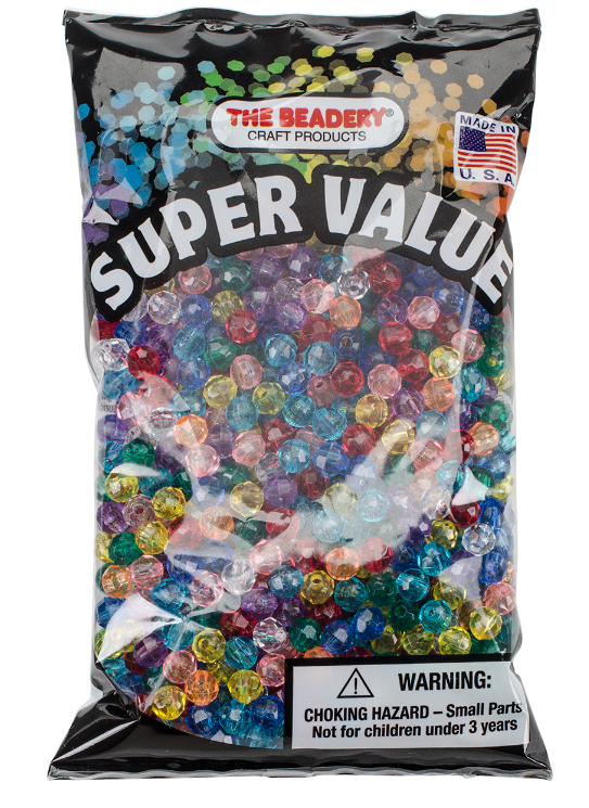 FACETED BEADS: 6MM ASSORTED  1080 PACK