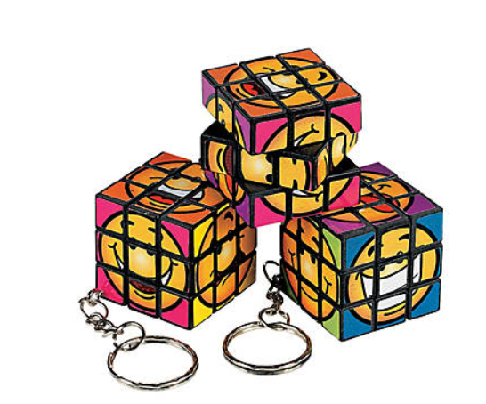 SMILE MAGIC CUBE PUZZLE KEYCHAIN PKG/6PCS