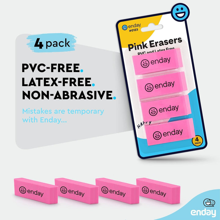 PINK SOFT BEVEL  ERASER- 4 PACK