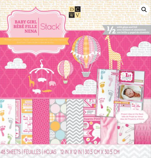 Paper Stack 12"X12" 48/Pkg-Baby Girl