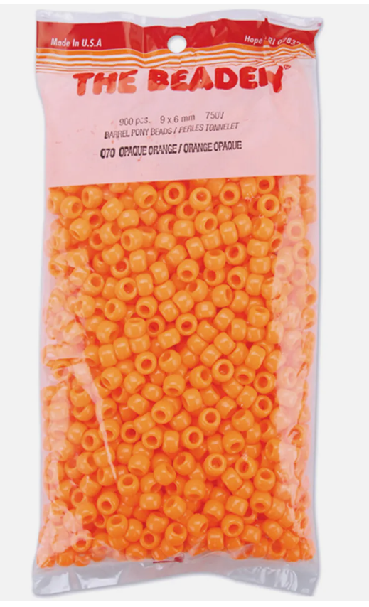 PONY BEADS: OPAQUE ORANGE 6mmX9mm 900 PACK