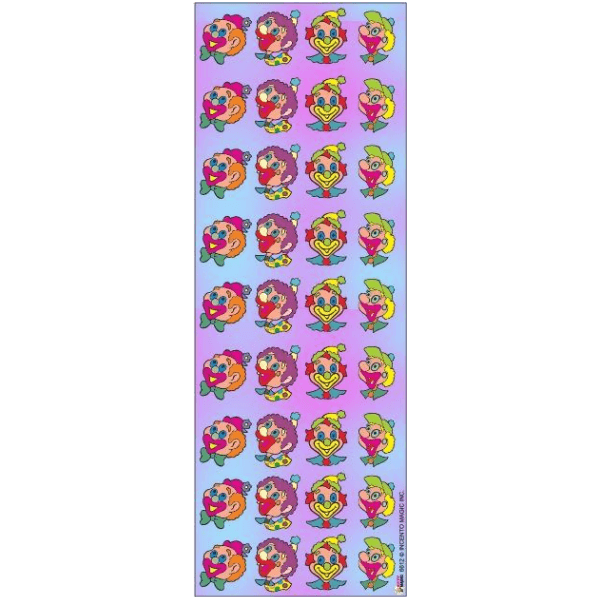 STICKERS CLOWNS DIE-CUT - 6 SHEETS - 216 STICKERS