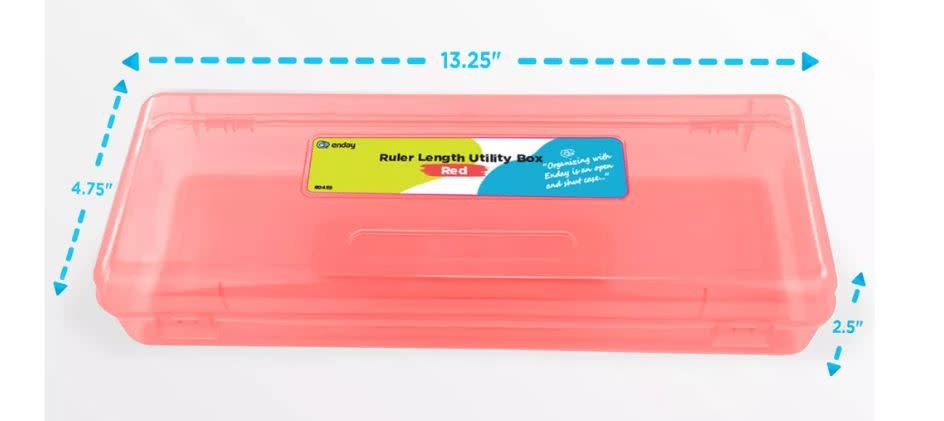 PENCIL CASE: RULER LENGTH 13.25"X 4.75"X2.5" - RED