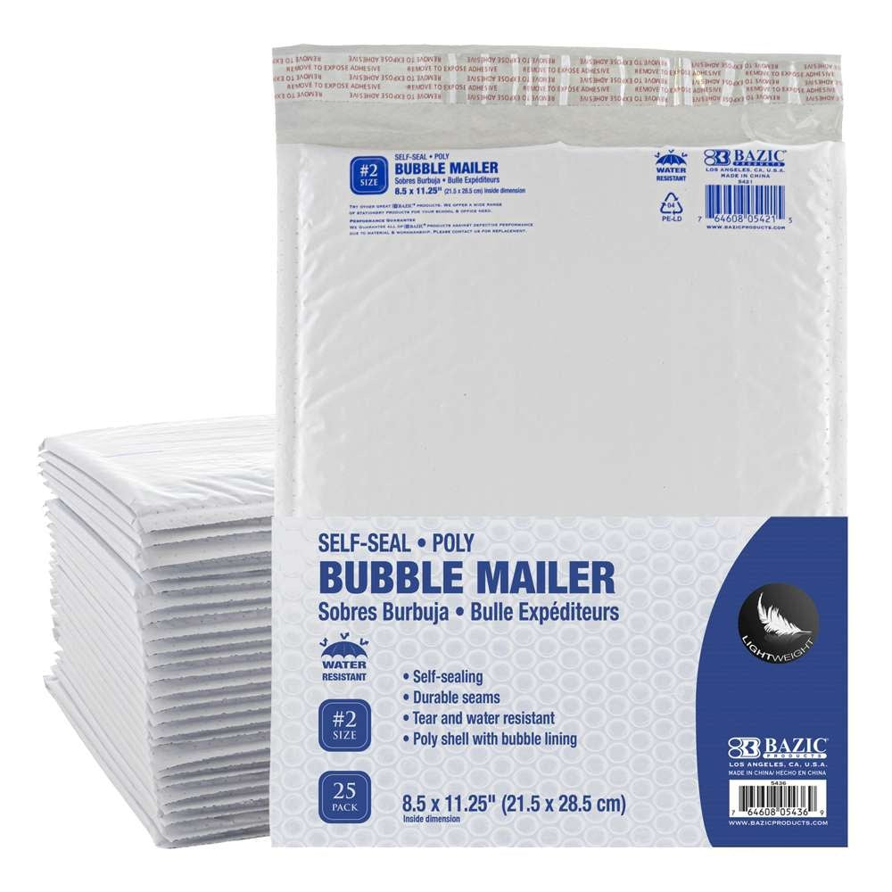 SELF-SEAL POLY -  BUBBLE MAILER  8.5x11.25"  25/PACK