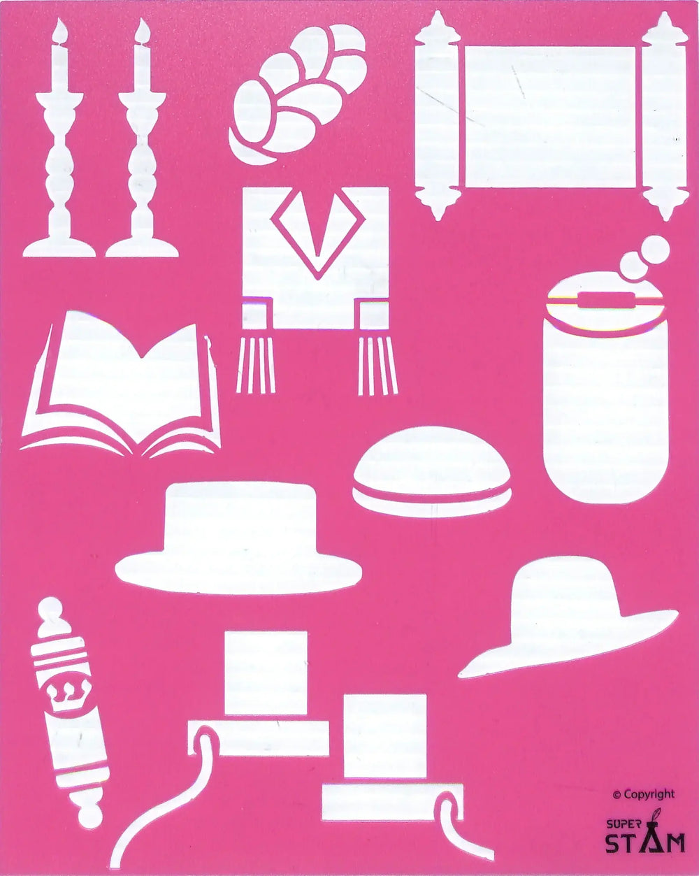 ALEF BEIS & YOM TOV STENCIL SET 8"X10" - 10 PACK - Creative Kids