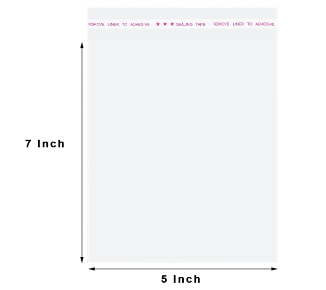SELF SEALING FLAT CELLOPHANE BAG 5"x7"  200 PACK