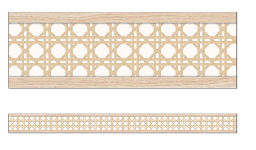 STRAIGHT  BORDERS WOVEN CANE  - 3"X36&