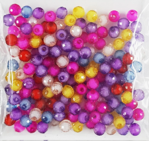 8MM FACETED ACRYLIC BEADS  ASSORTED COLORS 200 PACK