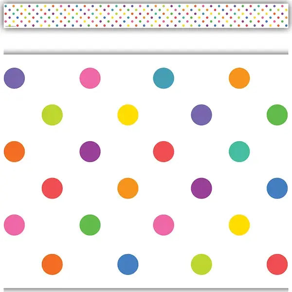 STRAIGHT  BORDERS COLORFUL DOTS - 3"X35&