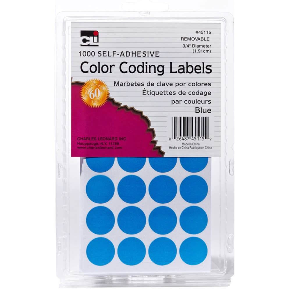 COLOR CODING STICKER   3/4" ROUND LIGHT BLUE - 1000 PACK