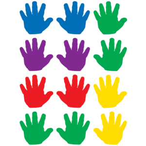 CUT-OUTS: MINI HANDPRINTS  ASSORTED COLORS 2.5" 36 PACK