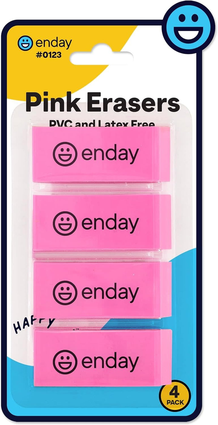 PINK SOFT BEVEL  ERASER- 4 PACK