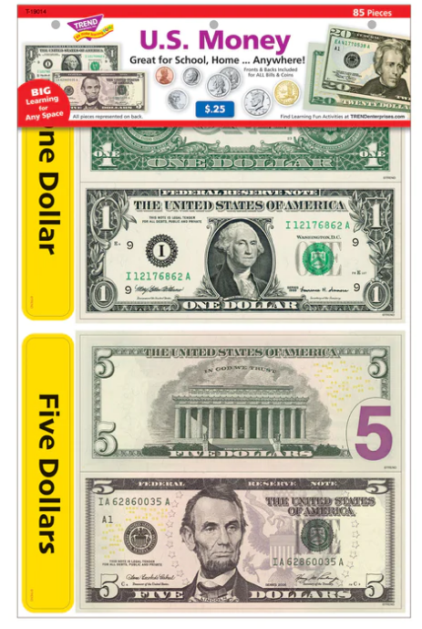 LEARNING SET US Money  85 PIECES