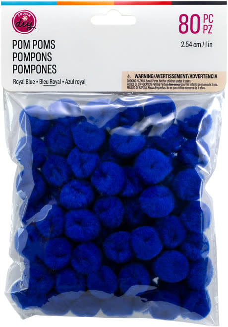 POM POMS: 1" ROYAL BLUE 80 PACK