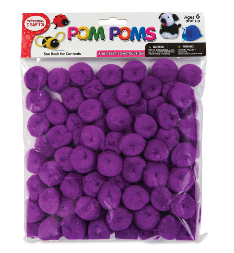 POM POMS:  1" PURPLE 100 PACK - Creative Kids