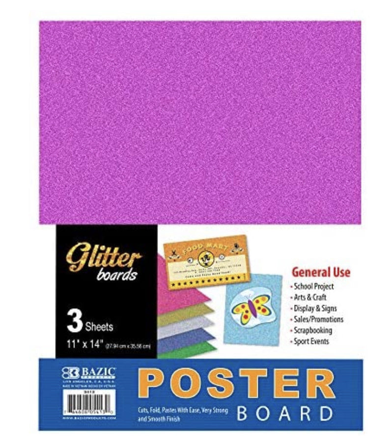 GLITTER POSTER BOARD 11"X14" -  3 PACK