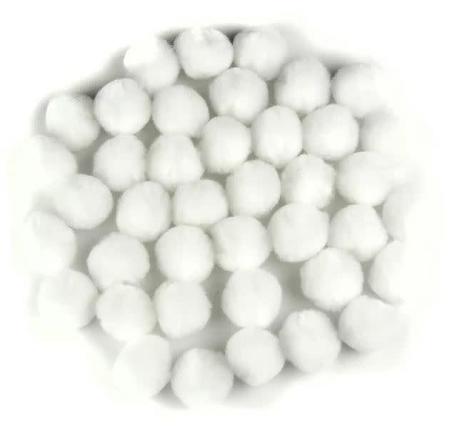 POM POMS:  1" WHITE 40 PACK