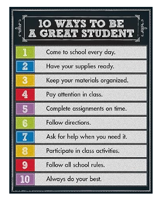 CHARTLET 10 GREAT WAYS TO BE A GREAT STUDENT