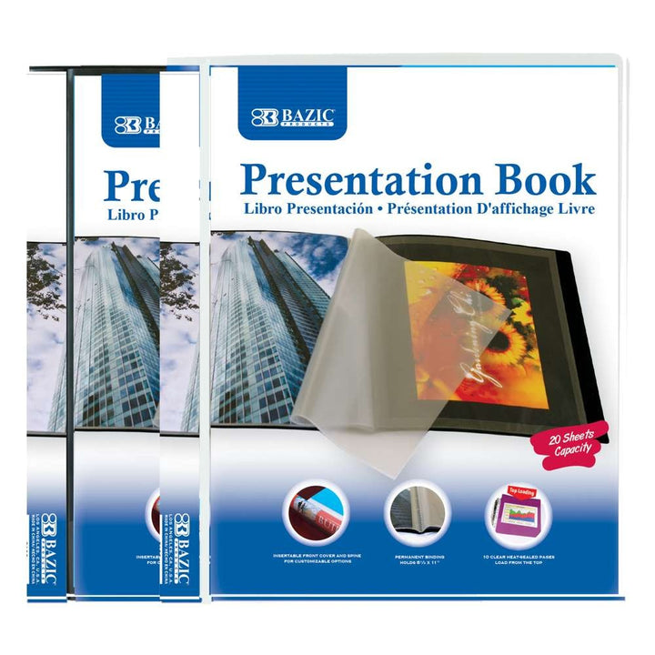 PRESENTATION BOOK HOLDS 8.5"X11" SHEETS - 20 SHEET CAPACITY