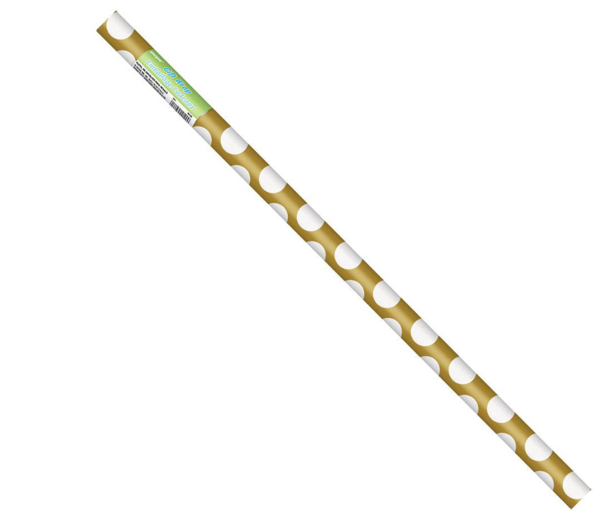 GIFT WRAPPING PAPER:   METALLIC GOLD DOTS 30&