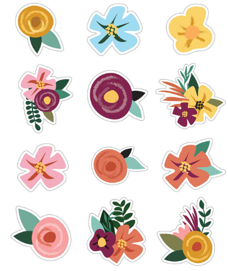 CUT OUTS: GROW TOGETHER FLOWERS 36PC ASSORTED