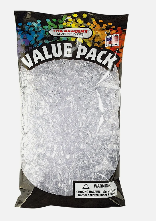 PONY BEADS: CLEAR 6mmX9mm 900 PACK