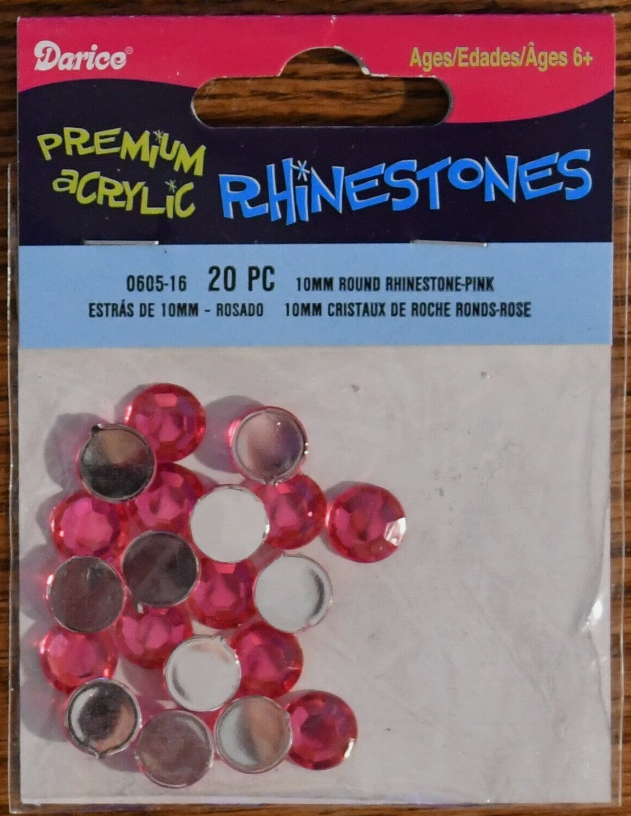 RHINESTONE ROUND PINK 10MM 20PC