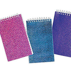 GLITTER SPIRAL NOTEPAD 3"x5" 24 PACK
