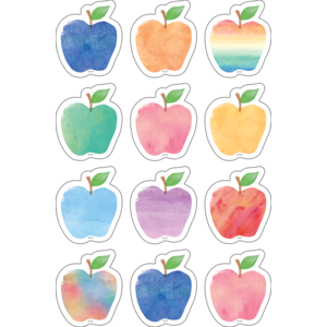 CUT-OUTS: MINI WATERCOLOR APPLE 2.5"  36 PACK