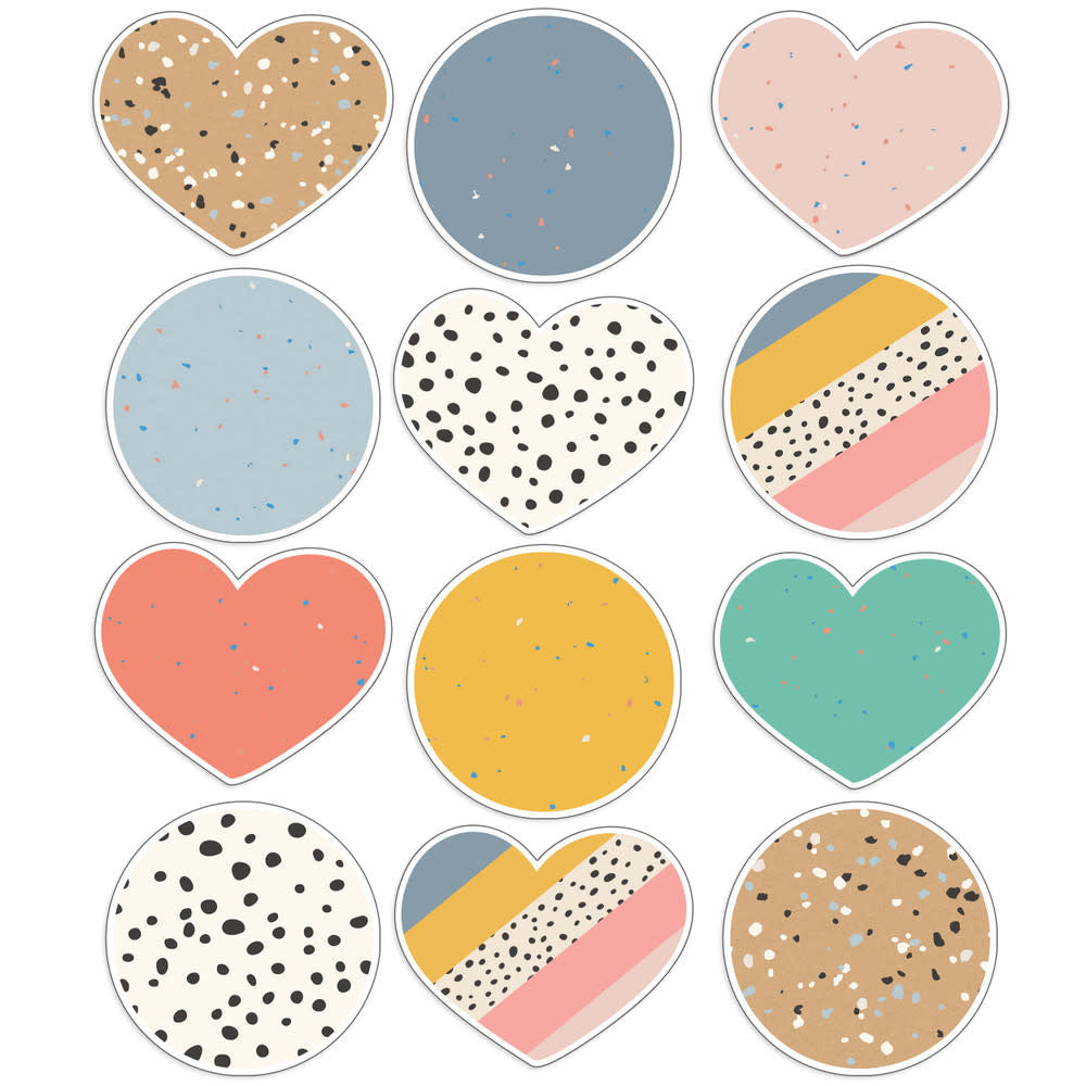 CUT OUTS:  JUMBO HEARTS AND DOTS ASSORTED 12"X12"  - 12 PACK