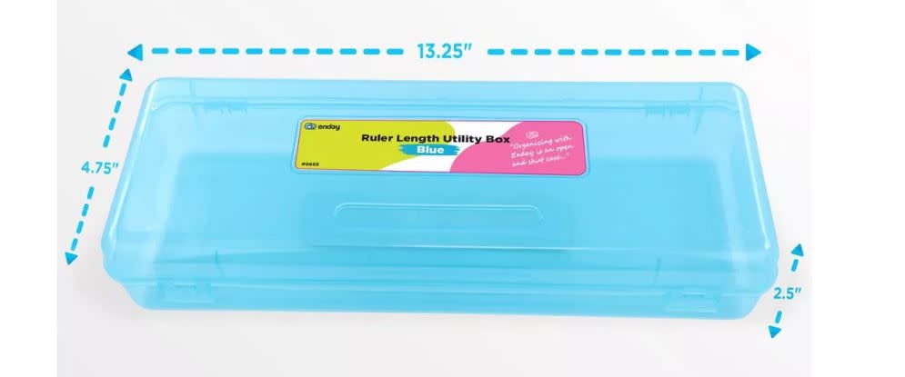PENCIL CASE: RULER LENGTH  13.25"X 4.75"X2.5" - BLUE