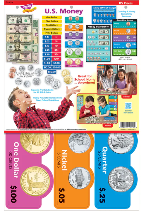 LEARNING SET US Money  85 PIECES