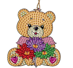 DIAMOND ART: FLOWER  BEAR KEYCHAIN