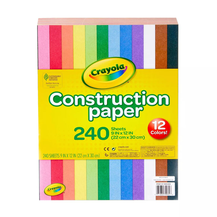 Assorted Colors Medium Weight Construction Paper 9"x12"