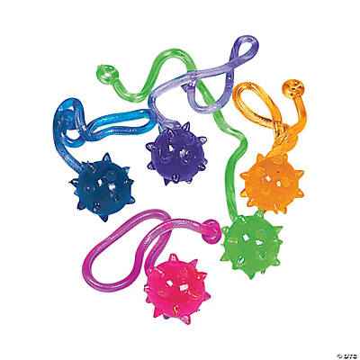 STICKY SPIKEY BALL  WITH CORD 12/PCKG